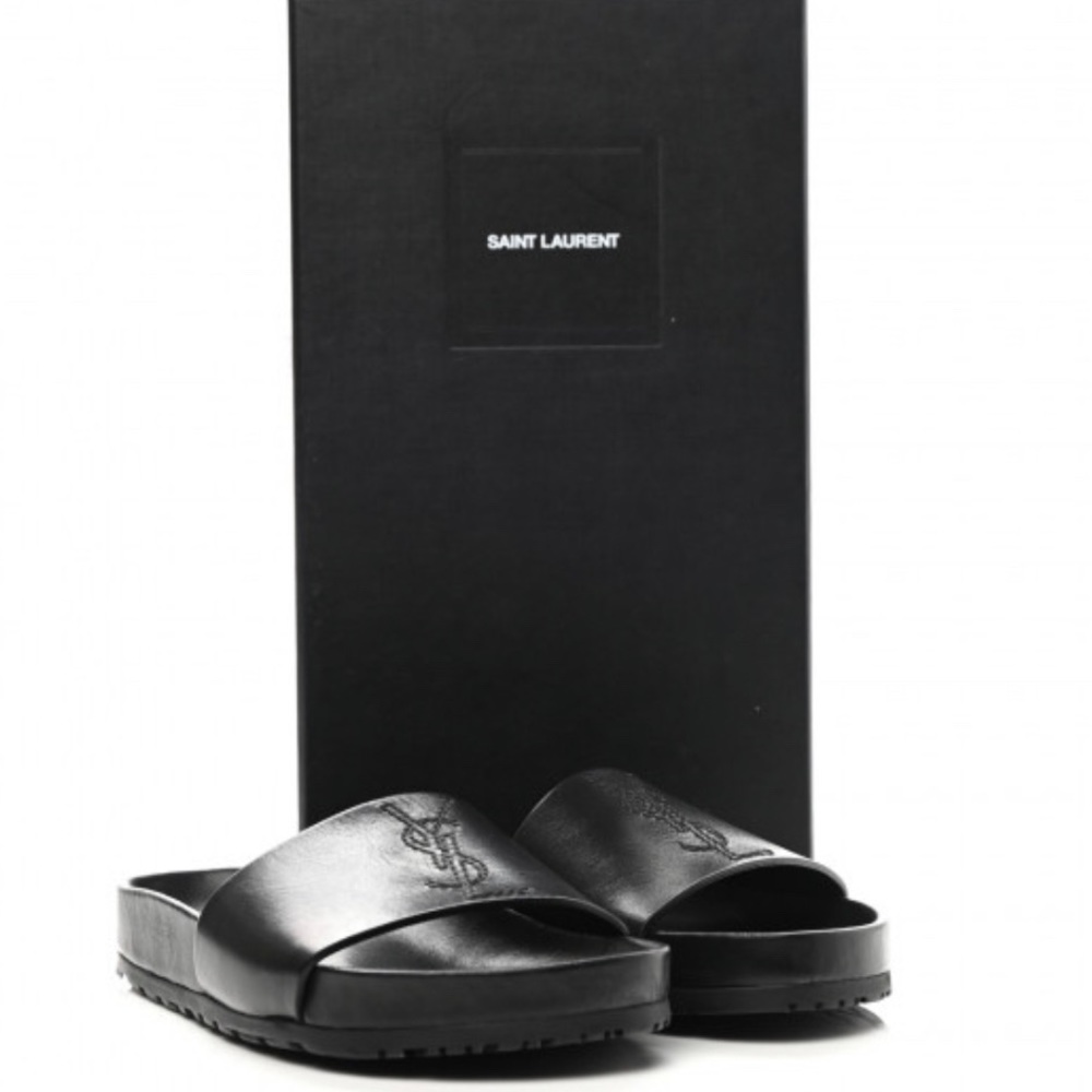 Saint Laurent Leather Slides